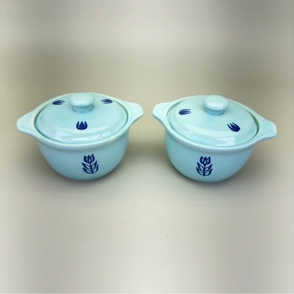 Vintage Cronin Blue Tulip Mini Casseroles - Picture 2 of 9